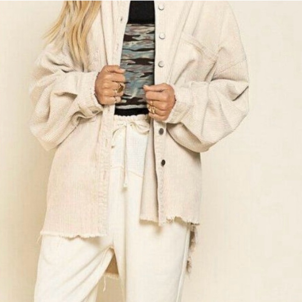 POL Cream button down shirt  for Women